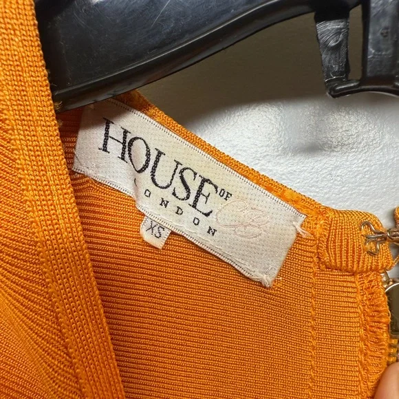 House of CB Orange Midi Stretch Cut out Strappy Dress SIZE XS - Picture 3 of 4